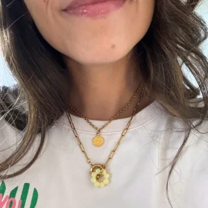 Collier charm interchangeable - bubble citron